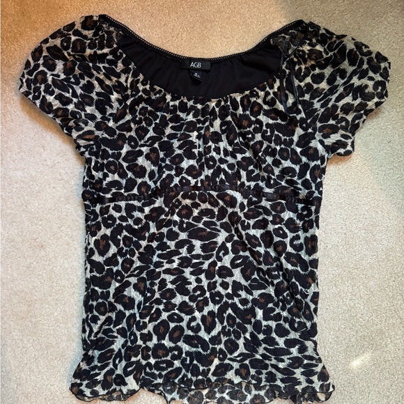 AGB Women's Leopard Print Blouse - Black and Brown - Picture 1 of 1